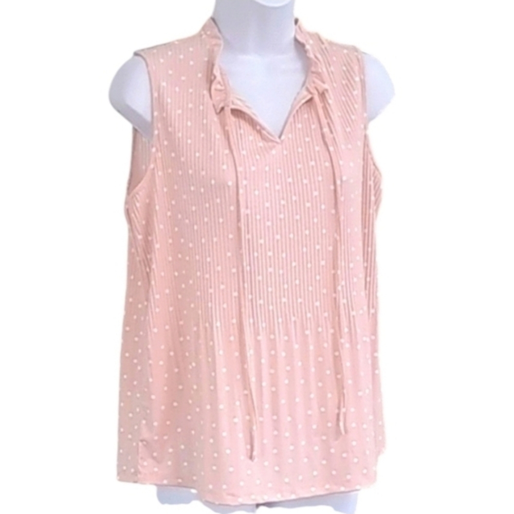 Adrianna Papell  Pleated Knit Tie Neck Women's Top Size Small - Picture 8 of 9